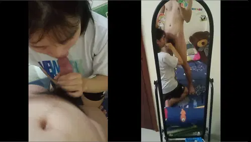 Vừa đi học về em đã lao vào bú mút